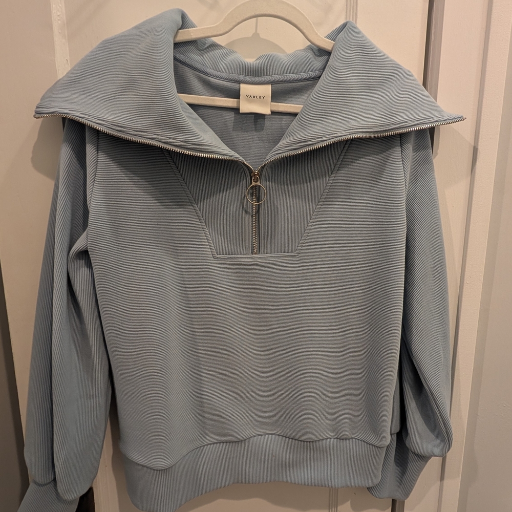 Varley Sky Blue Ribbed Pullover